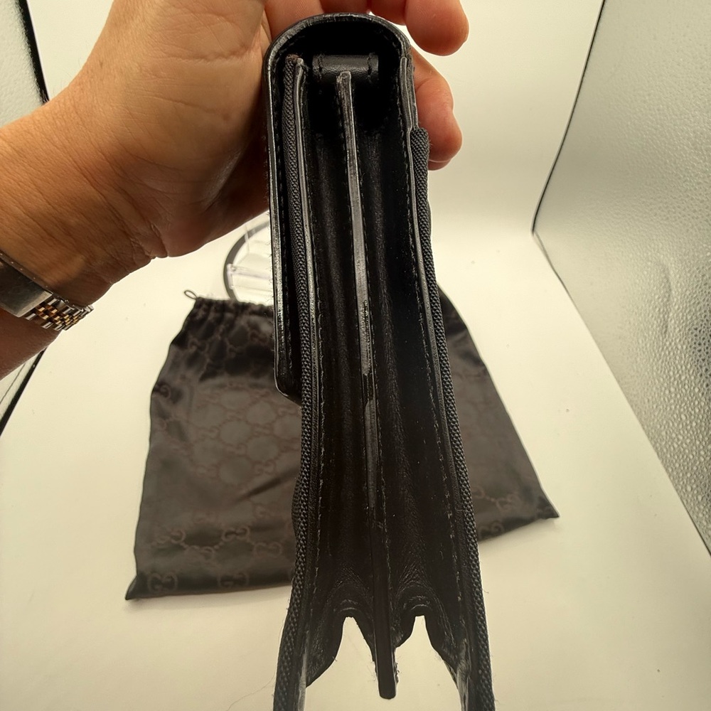 Vintage Gucci black leather and canvas nylon clutch wristlet EUC 🔥🔥 - Picture 11 of 17